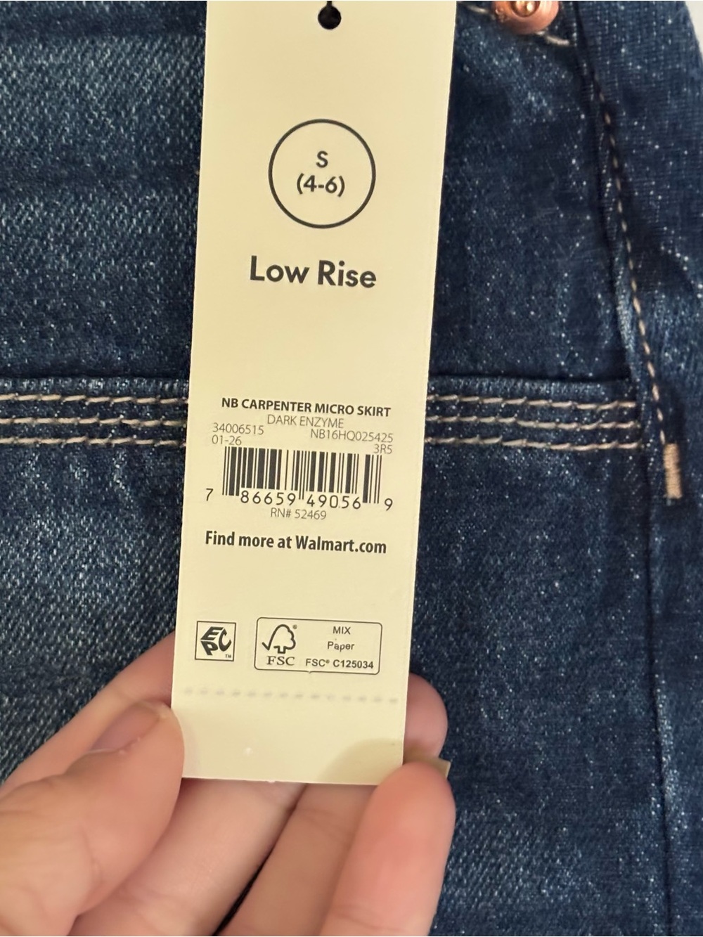 NWT No Boundaries Carpenter Denim Mini Skirt Low Rise Small 4-6 - Picture 4 of 12